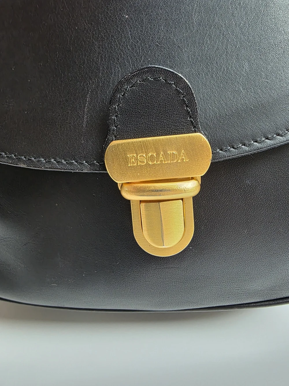Vintage ESCADA Black Leather Saddle Crossbody Bag